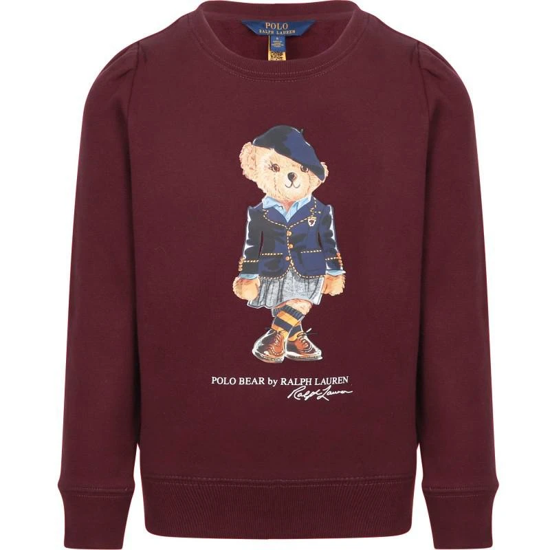 商品Ralph Lauren|Polo bear logo sweatshirt in burgundy,价格¥1132,第1张图片