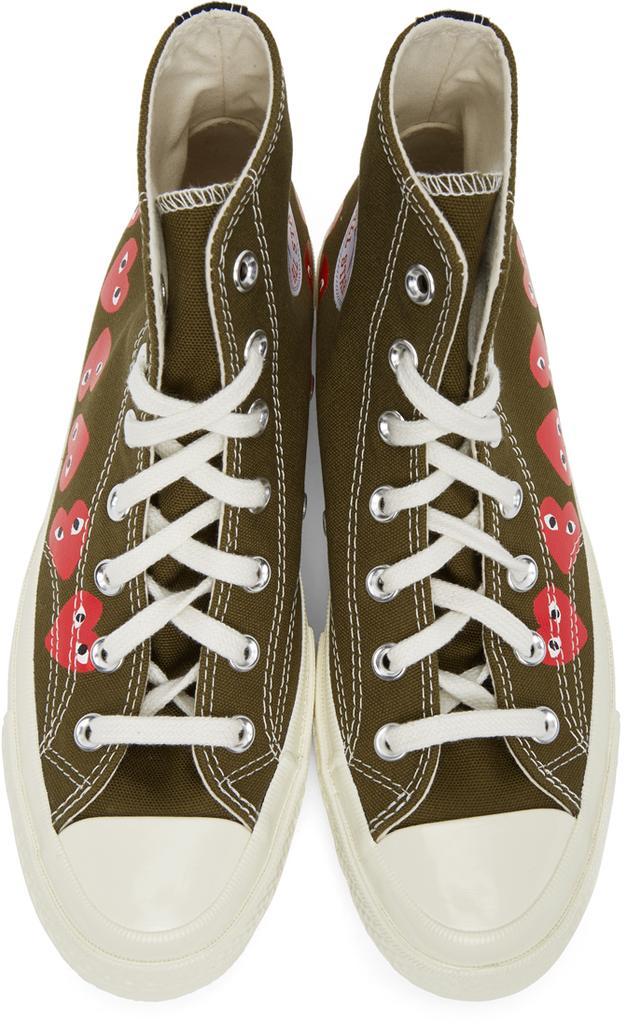 商品Comme des Garcons|Khaki Converse Edition Multiple Hearts Chuck 70 High Sneakers,价格¥1063,第7张图片详细描述