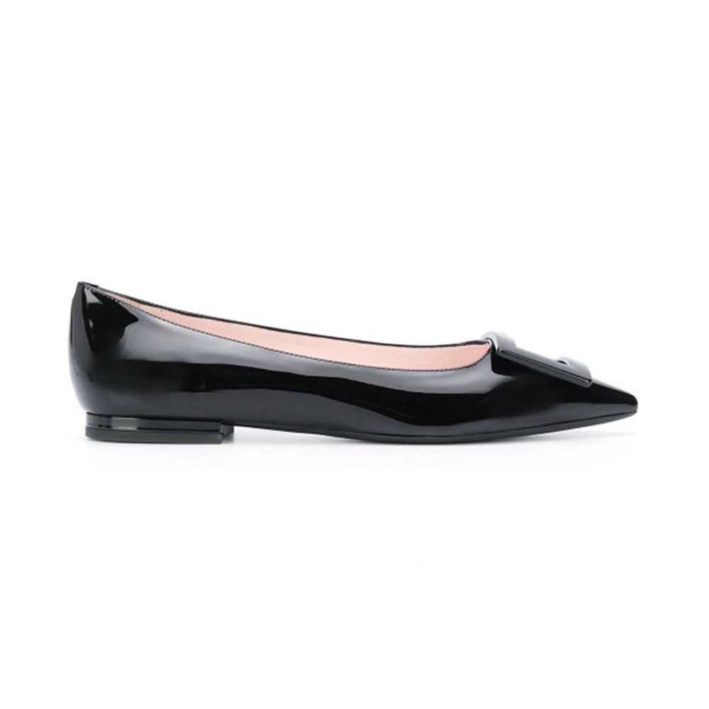 商品Roger Vivier|ROGER VIVIERRVW 女士黑色漆皮芭蕾舞鞋 57527920-D1P-B999,价格¥4121,第1张图片