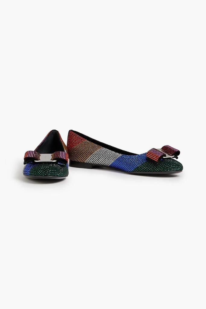 商品Salvatore Ferragamo|Varina crystal-embellished striped suede ballet flats,价格¥3164,第2张图片详细描述