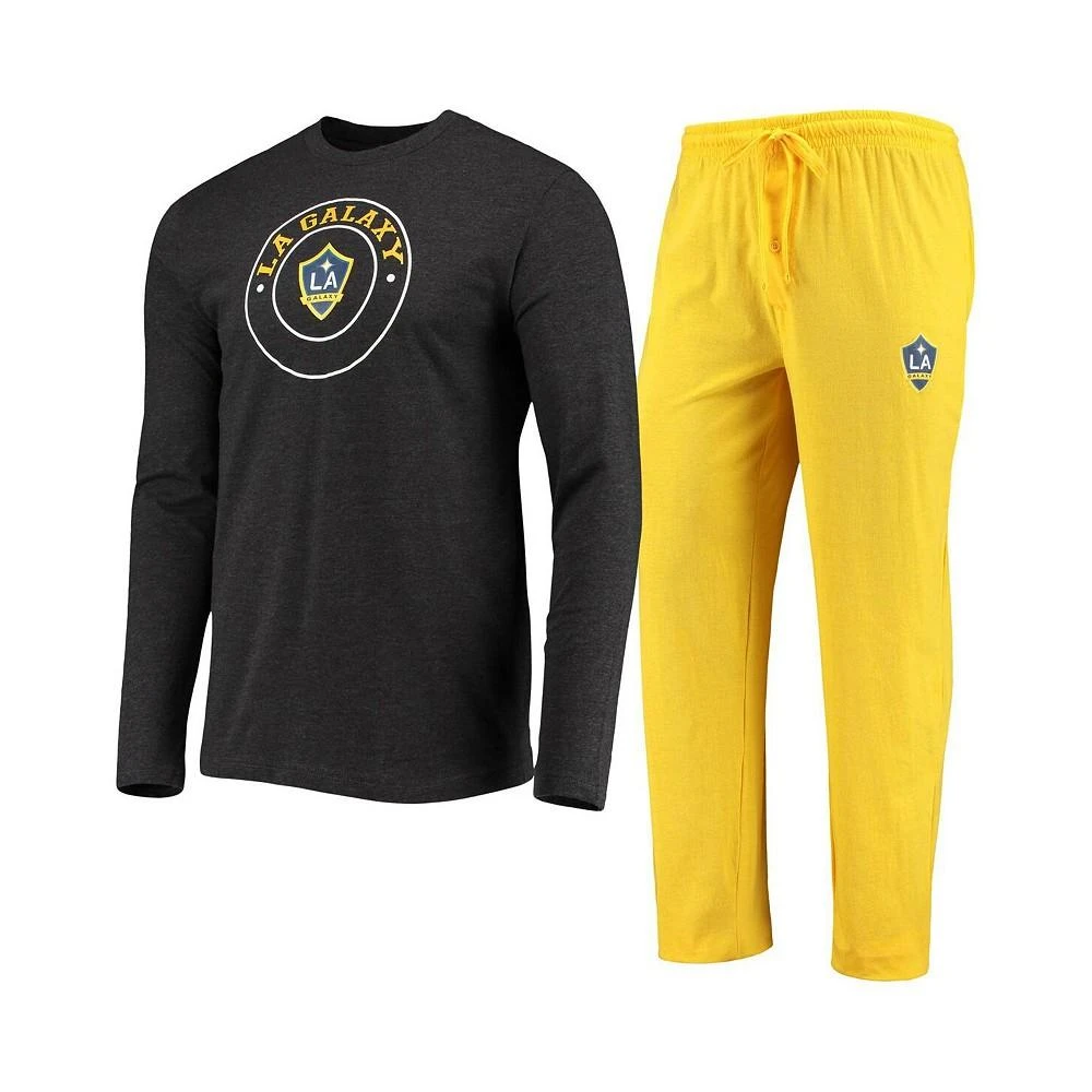 商品Concepts Sport|Men's Black, Gold LA Galaxy Meter Long Sleeve T-shirt and Pants Sleep Set,价格¥313,第1张图片