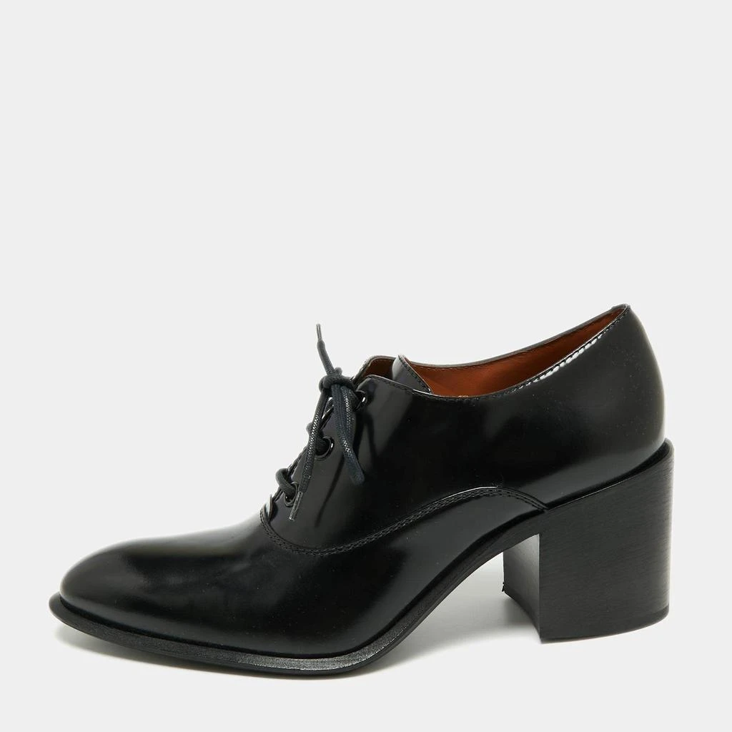 商品Celine|Celine Black Glossy Leather Lace Up Heel Derby Size 41,价格¥2453,第1张图片