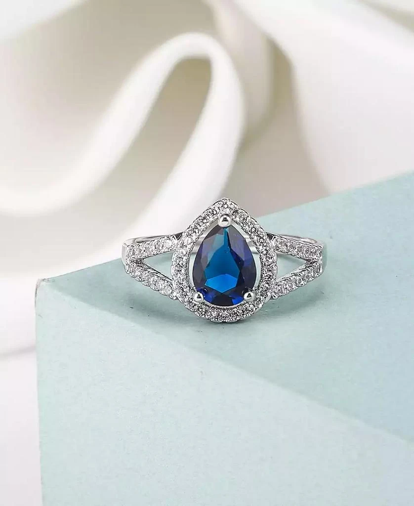 商品A&M|Silver-Tone Sapphire Pear Shaped Ring,价格¥129,第3张图片详细描述