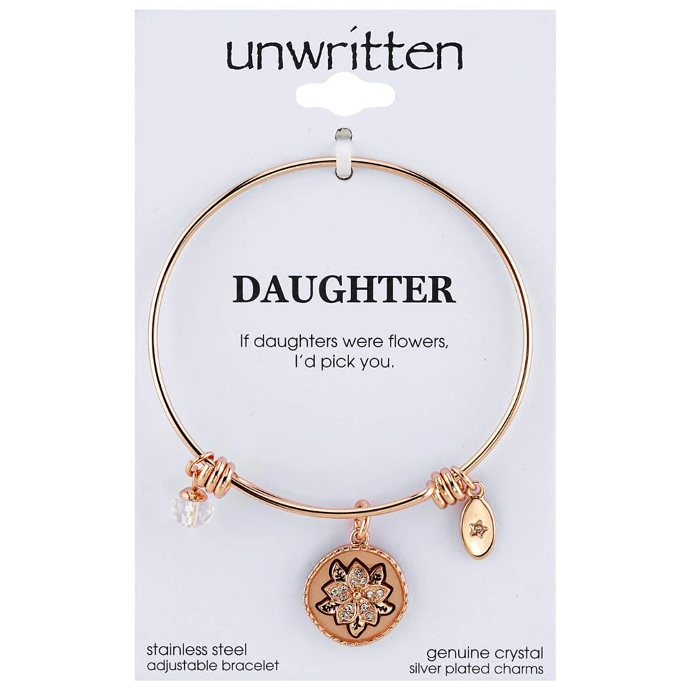 商品Unwritten|Message Charm Bangle Bracelet in Rose Gold-Tone Stainless Steel with Silver-Plated Charms,价格¥67,第3张图片详细描述