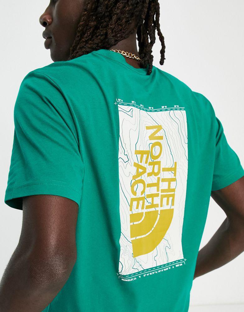 商品The North Face|The North Face Vertical Topographic back print t-shirt in green Exclusive at ASOS,价格¥228,第1张图片