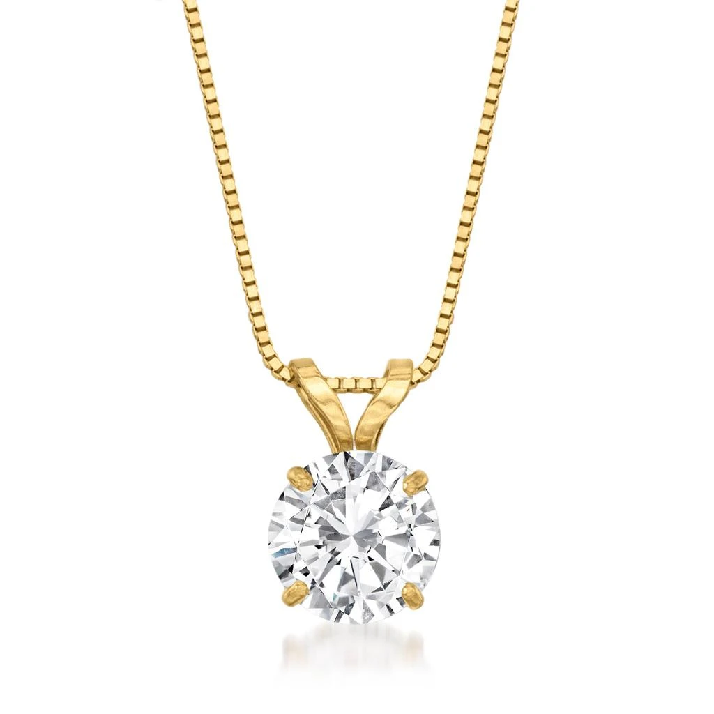 商品Ross-Simons|Ross-Simons CZ Solitaire Necklace in 14kt Yellow Gold,价格¥1343,第1张图片