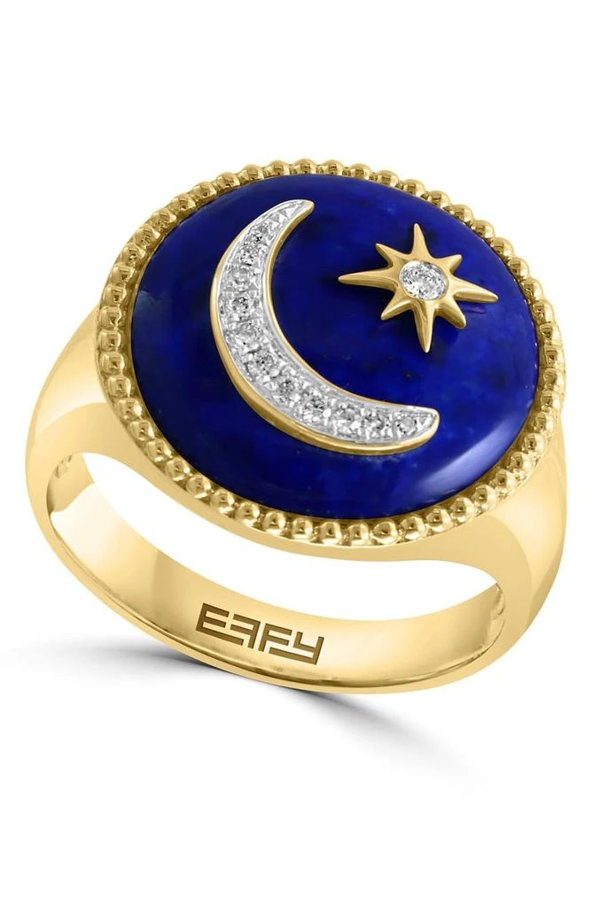 商品Effy|14K Yellow Gold, DIamond, & Lapis Celestial Ring - Size 7,价格¥6797,第1张图片