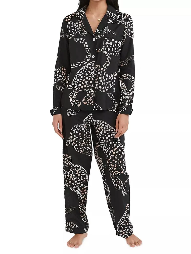 商品Desmond & Dempsey|Jaguar Print Cotton Pajama Set,价格¥1546,第2张图片详细描述
