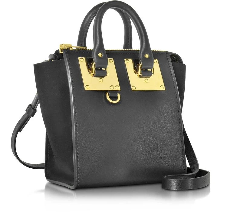 商品Sophie Hulme|黑色皮革和麂皮小号Holmes North South拉链手提包,价格¥4184,第2张图片详细描述