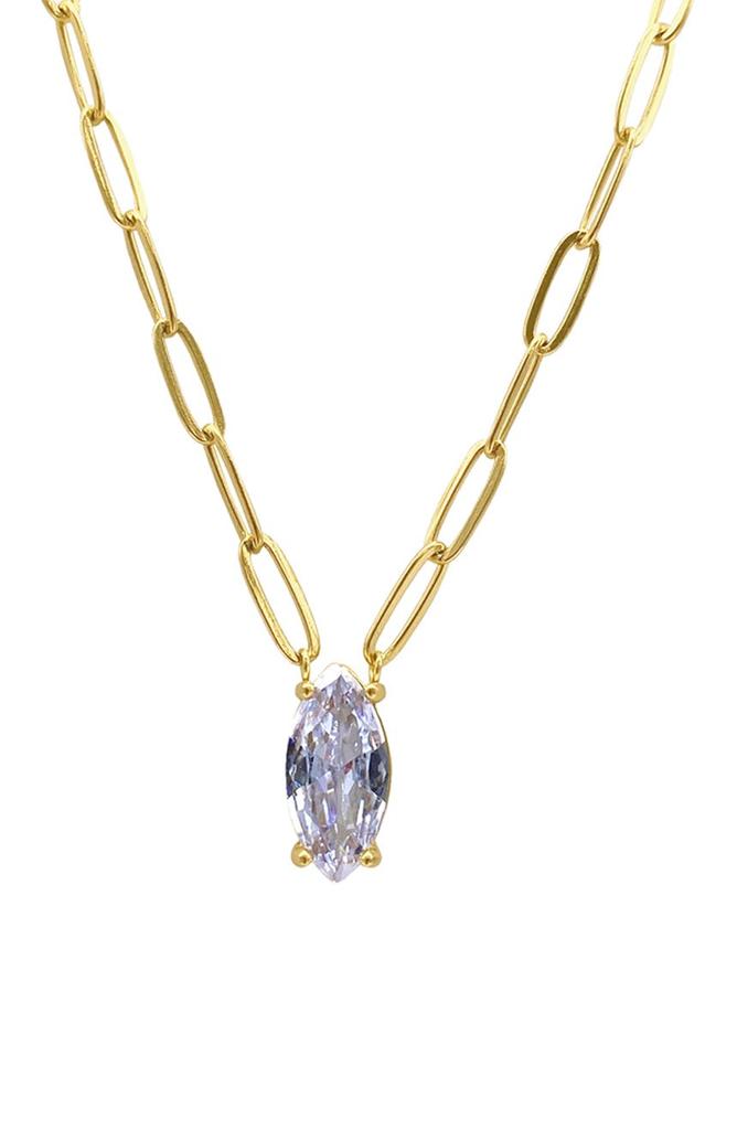 14K Gold Plated Marquise CZ Pendant Necklace商品第1张图片规格展示