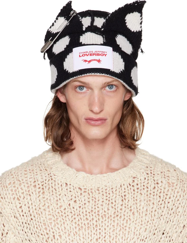 商品Charles Jeffrey Loverboy|SSENSE Exclusive Black Chunky Punk Ears Beanie,价格¥1232,第1张图片