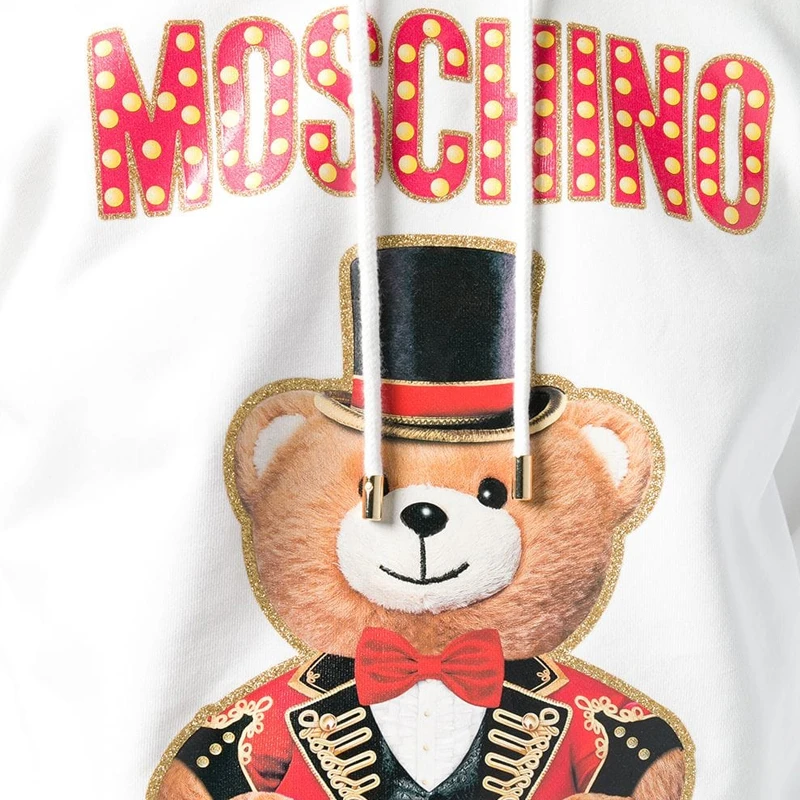 Moschino 莫斯奇诺 女士白色小熊印花连帽卫衣 EV1704-0527-2001 商品