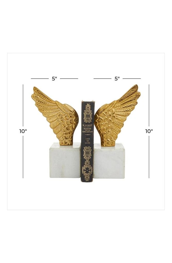 商品VIVIAN LUNE HOME|Goldtone Aluminum Bird Wings Bookend with Marble Base - Set of 2,价格¥411,第3张图片详细描述