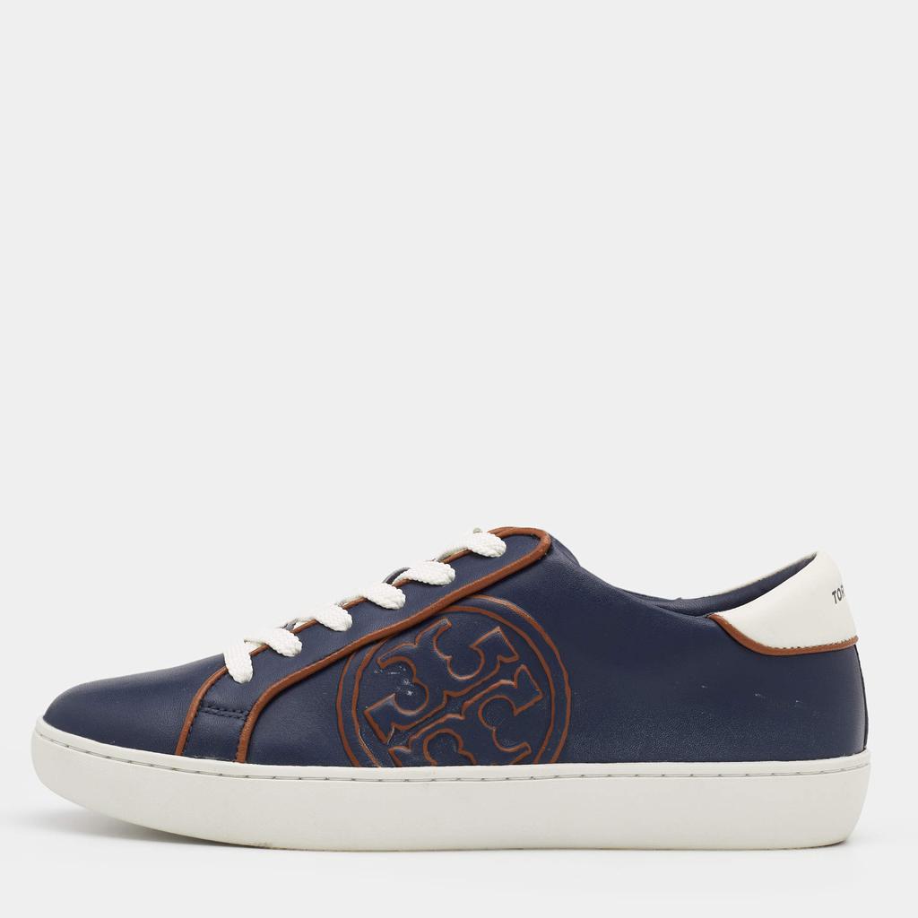 Tory Burch Navy Blue Leather Chance Low Top Sneakers Size 37.5商品第1张图片规格展示