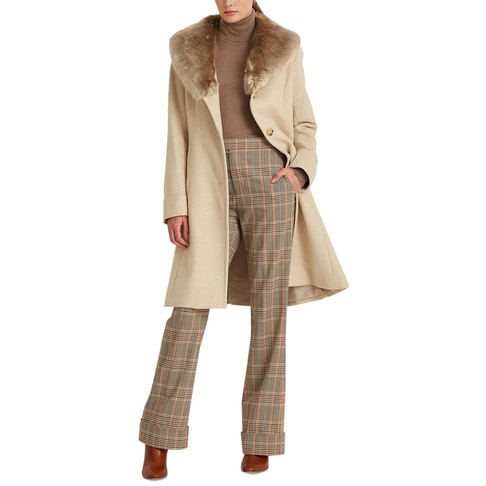 Women's Faux-Fur-Trim Walker Coat, Created for Macy's商品第4张图片规格展示