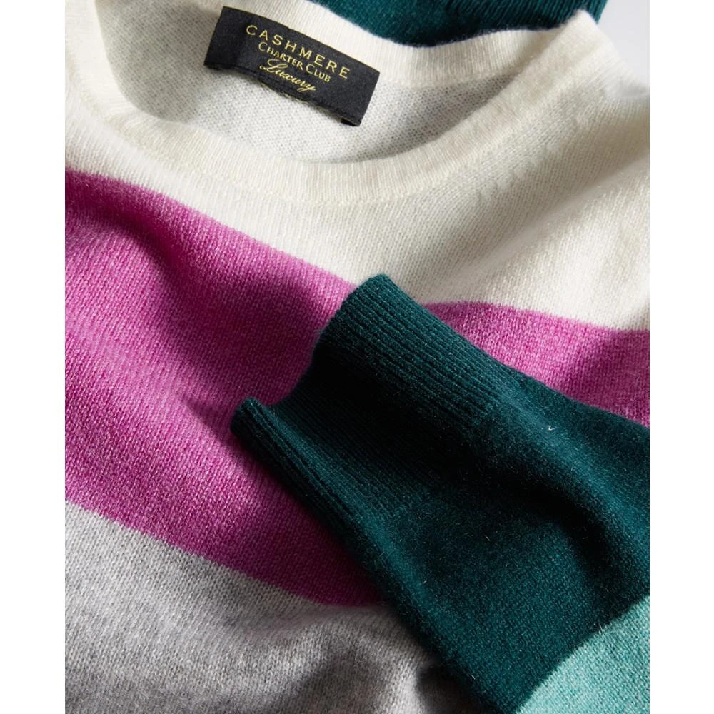商品Charter Club|Women's Striped 100% Cashmere Sweater, Regular & Petite, Created for Macy's,价格¥394,第4张图片详细描述