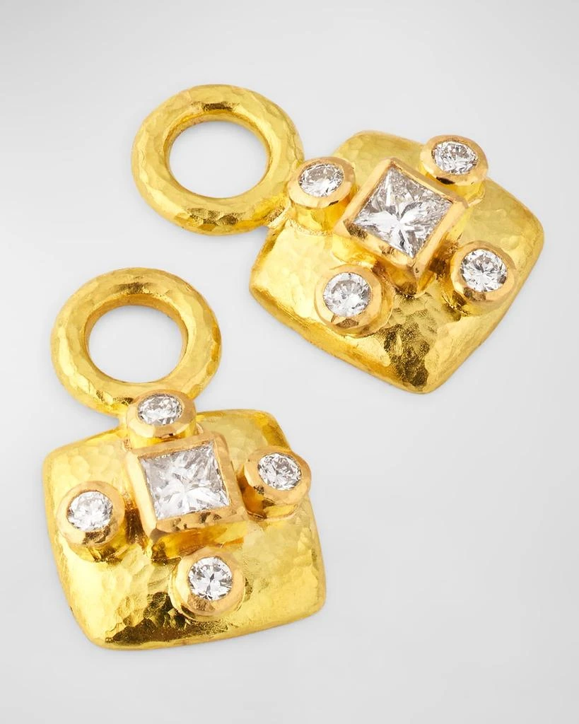 商品Elizabeth Locke|19K Yellow Gold Cushion Gordon Bezel Earring Pendants with Diamonds,价格¥28564,第3张图片详细描述