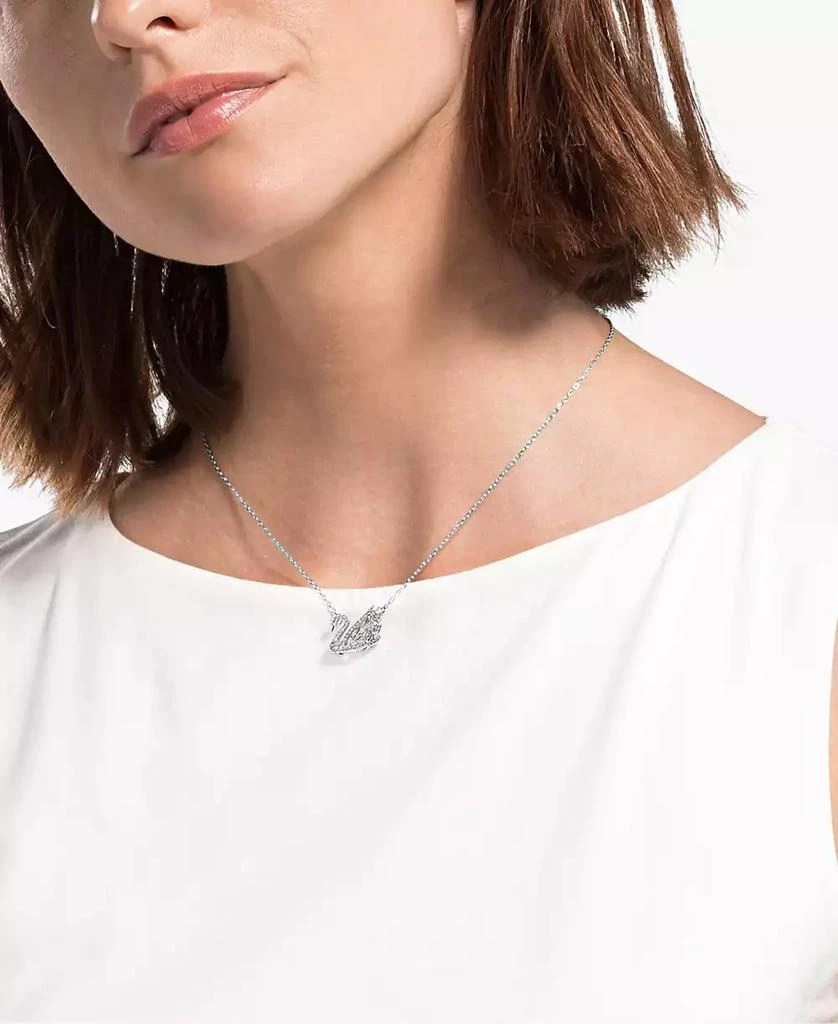 商品Swarovski|Silver-Tone Dancing Swan Crystal Pendant Necklace, 15" + 2" extender,价格¥1488,第5张图片详细描述