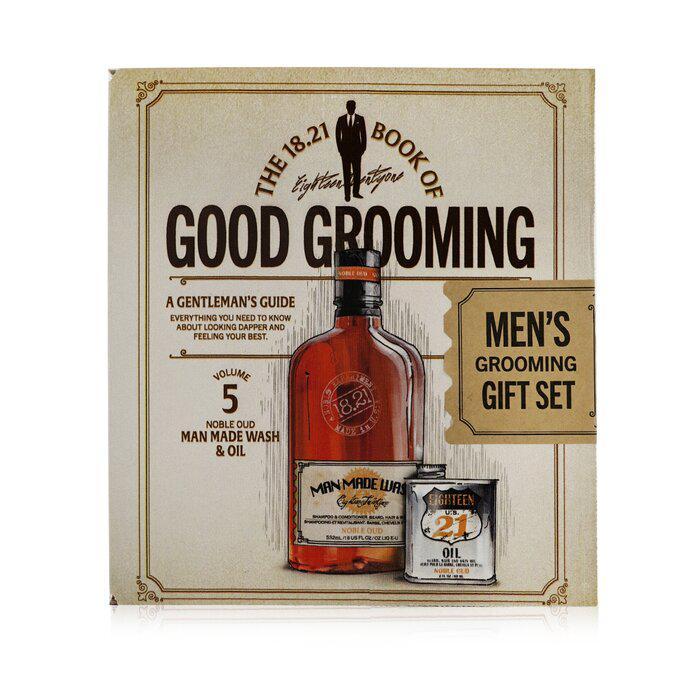 商品18.21 Man Made|18.21 Man Made 早安男士礼盒套装5：高贵乌木洗发沐浴露 532ml + 润肤油 60ml 2pcs,价格¥387,第1张图片
