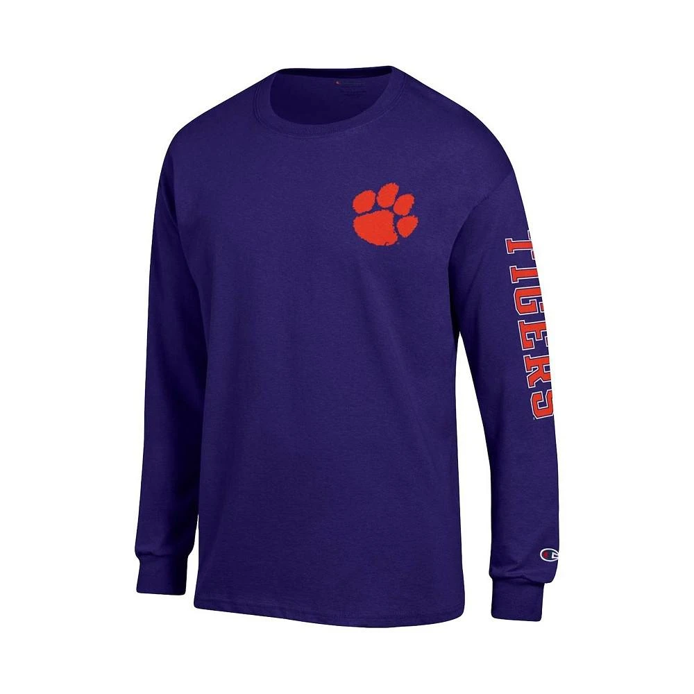 商品CHAMPION|Men's Purple Clemson Tigers Team Stack Long Sleeve T-shirt,价格¥225,第3张图片详细描述