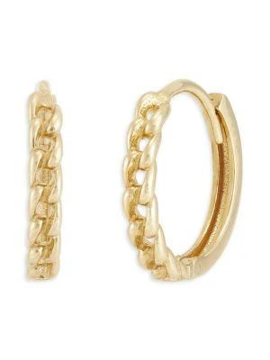 商品Saks Fifth Avenue|14K Yellow Gold Curb Chain Huggie Hoop Earrings,价格¥1229,第2张图片详细描述
