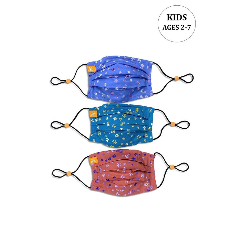 商品ConStruct|x Best Friends Unisex Kids Scattered Paws Pleated Reversible Mask, 3 Pack,价格¥149,第1张图片