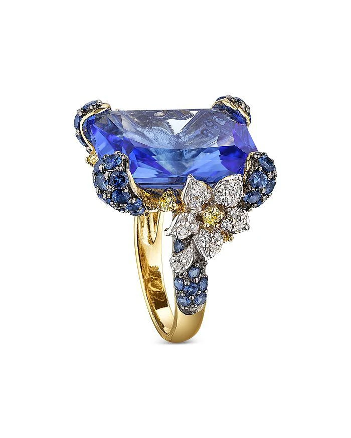商品Anabela Chan|18K Yellow Gold Plated Sterling Silver English Garden Simulated Blue Sapphire & Simulated Diamond Cinderella Ring,价格¥10024,第2张图片详细描述