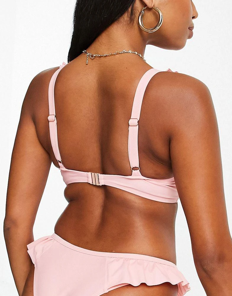 商品Ivory Rose|Ivory Rose Fuller Bust frill bikini top in blush pink DD - G,价格¥178,第2张图片详细描述
