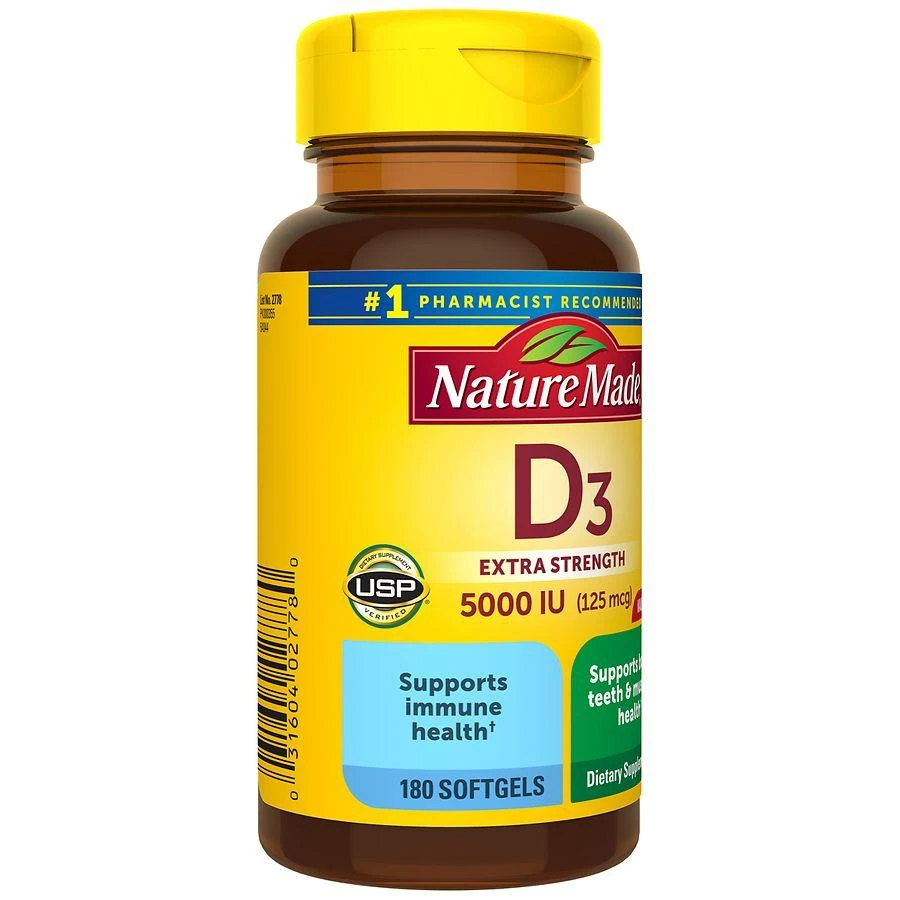 商品Nature Made|Extra Strength Vitamin D3 5000 IU (125 mcg) Softgels,价格¥267,第5张图片详细描述