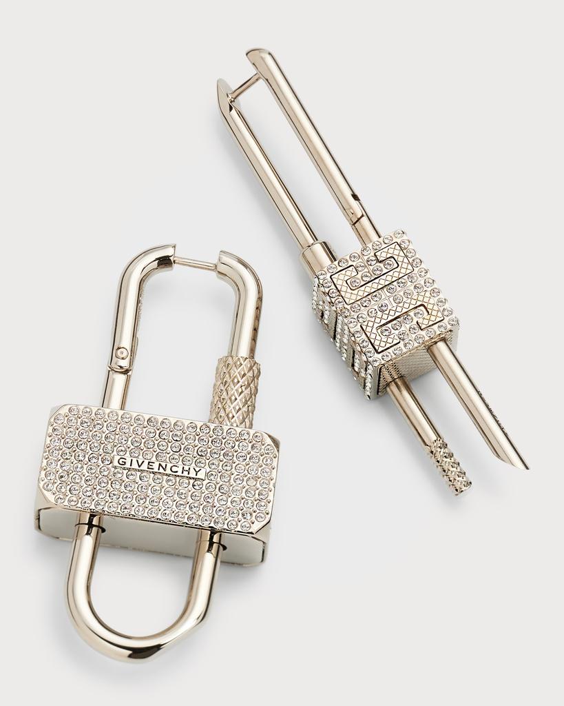 Men's Asymmetrical Crystal Pavé Lock Earrings商品第3张图片规格展示