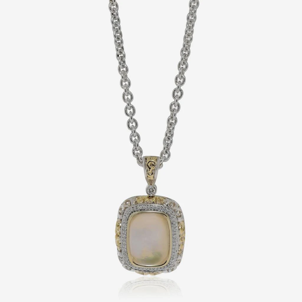 商品Charles Krypell|Charles Krypell Sterling Silver And 18K Yellow Gold, White Mother Of Pearl And White Diamond 0.35ct. Tw. Pendant Necklace,价格¥7203,第1张图片