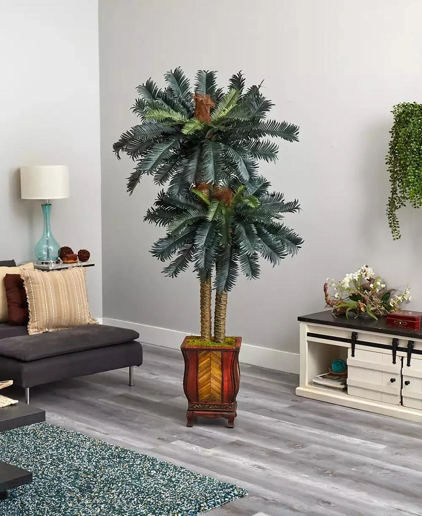 商品NEARLY NATURAL|6' Double Sago Palm Artificial Tree in Designer Planter,价格¥4451,第3张图片详细描述