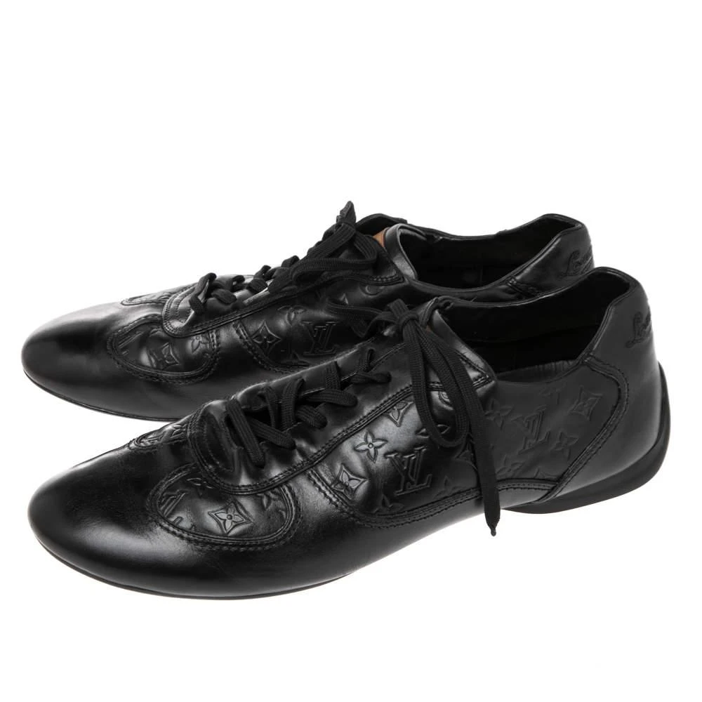 商品[二手商品] Louis Vuitton|Louis Vuitton Black Monogram Embossed Leather Lace Up Sneakers Size 44.5,价格¥2552,第4张图片详细描述