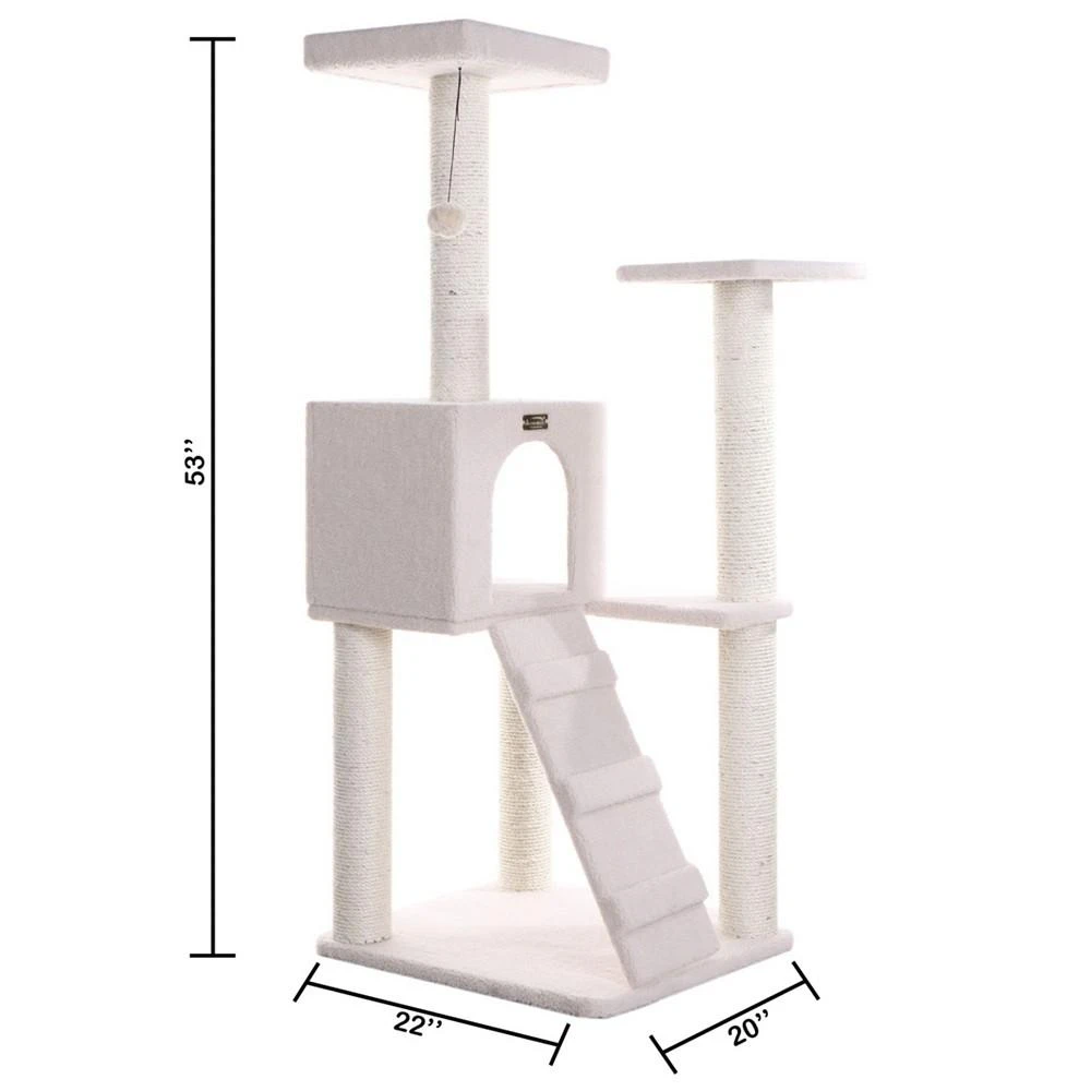 53" Fleece Covered High Real Wood Cat Tree 商品