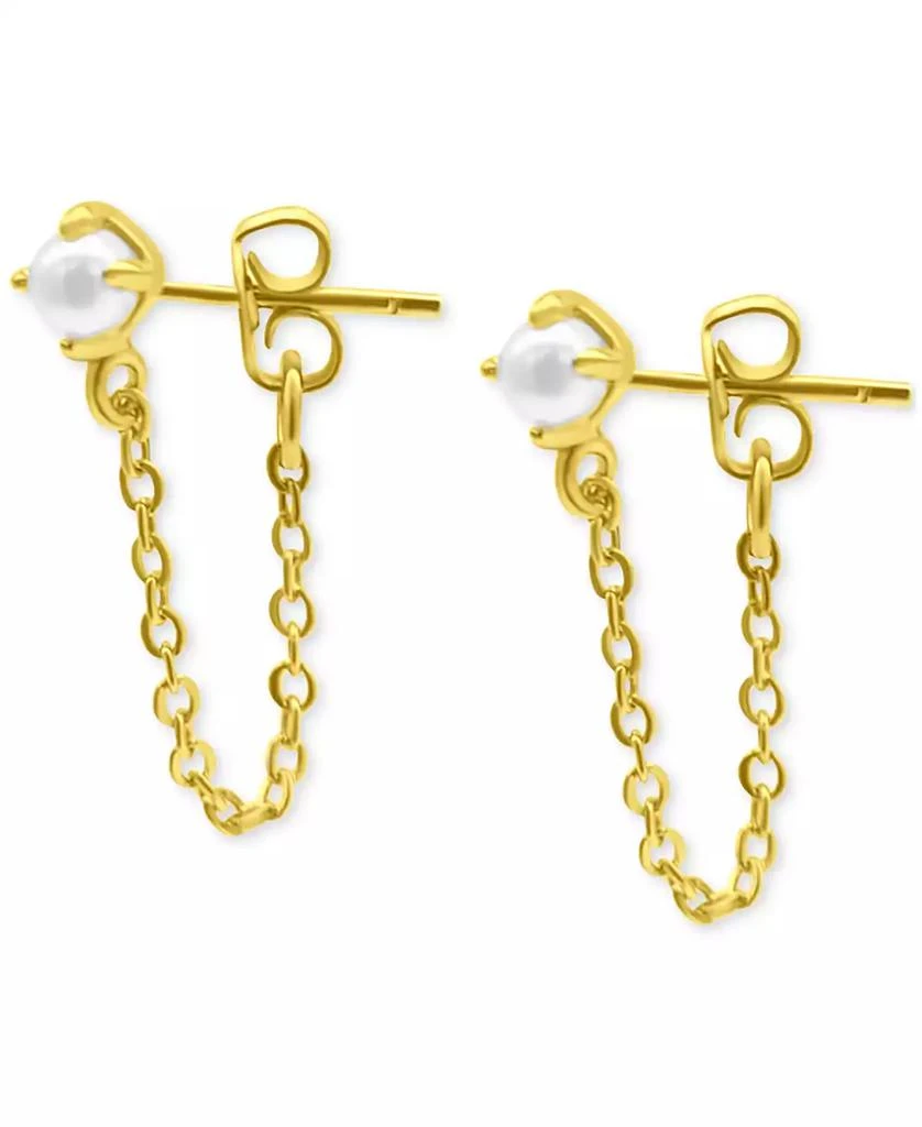 商品ADORNIA|14k Gold-Plated Chain & Freshwater Pearl Front-to-Back Earrings,价格¥187,第1张图片