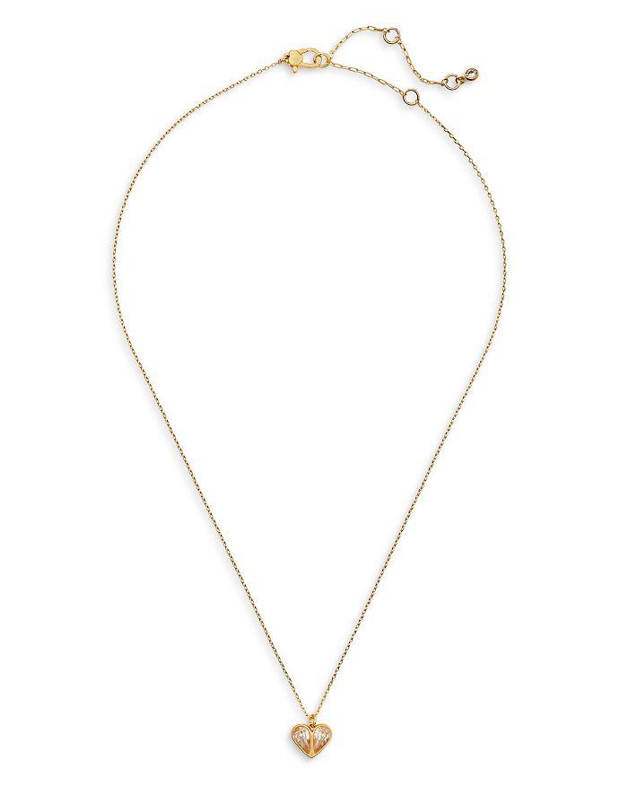 Rock Solid Crystal Heart Mini Pendant Necklace in Gold Tone, 17"-20"商品第2张图片规格展示