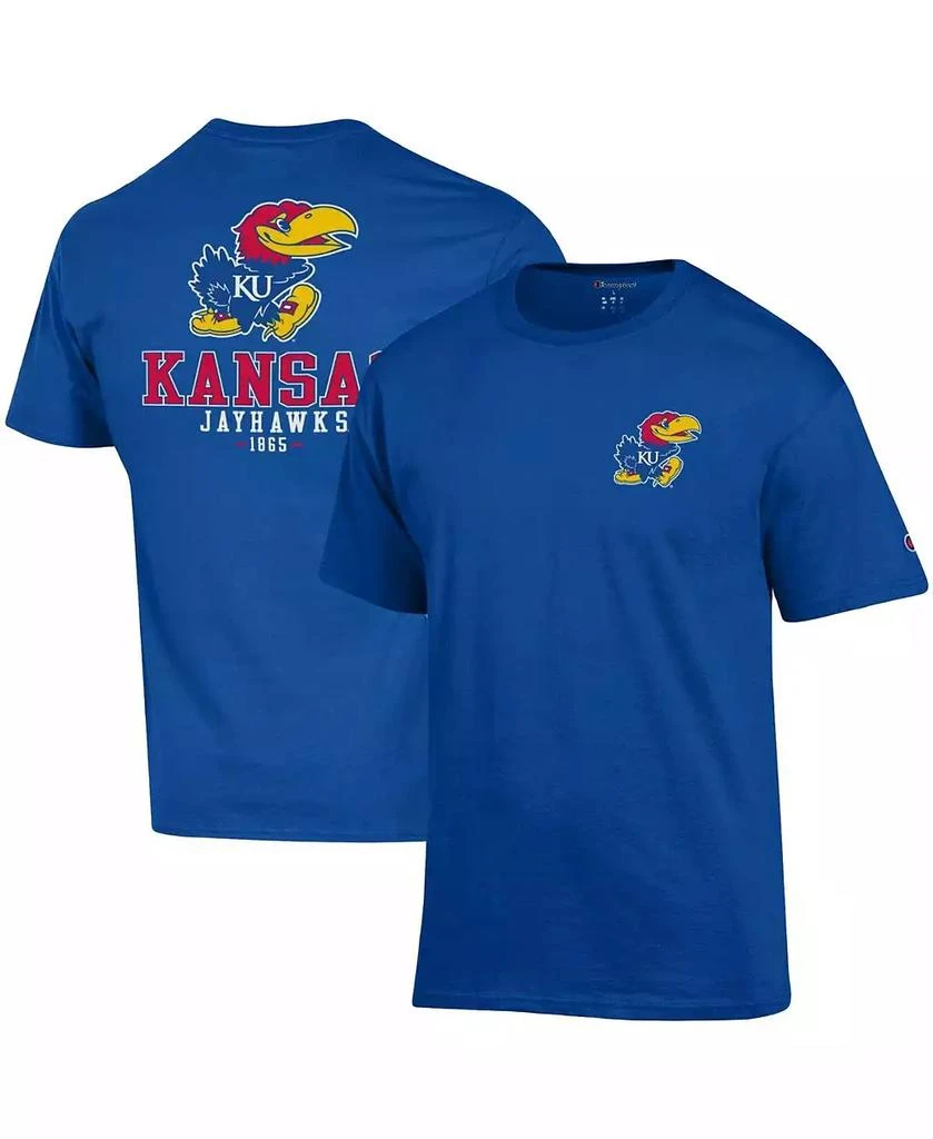 商品CHAMPION|Men's Royal Kansas Jayhawks Stack 2-Hit T-shirt,价格¥210,第1张图片