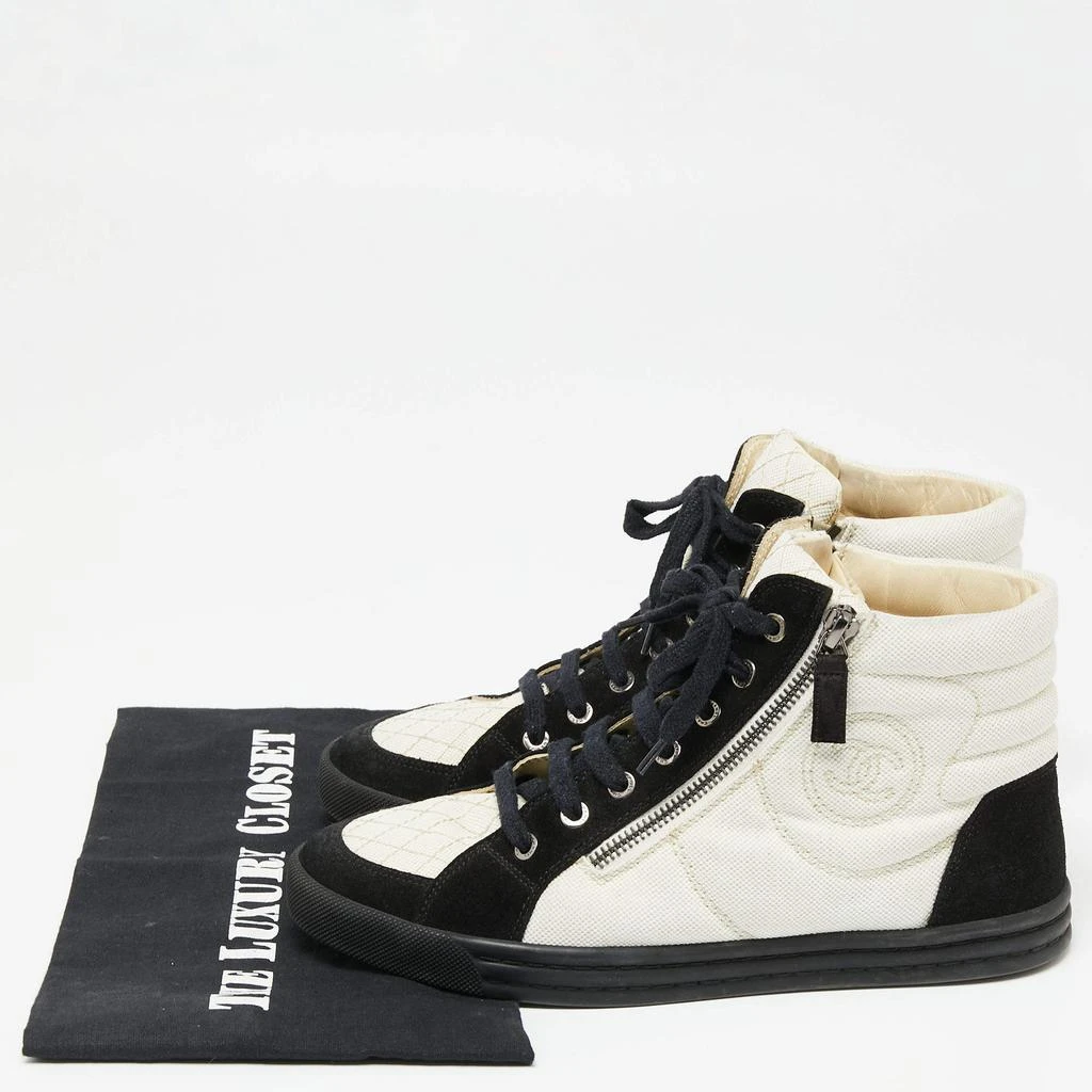 Chanel Black/White Canvas and Suede CC High Top Sneakers Size 38 商品