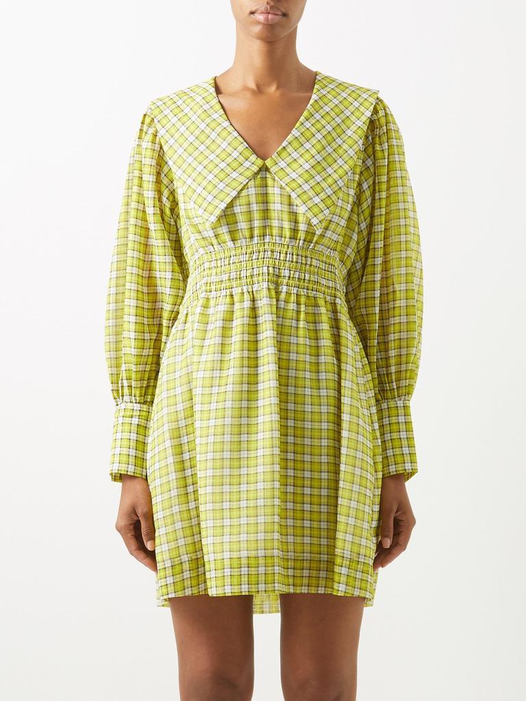 商品Ganni|Chelsea-collar check organza mini dress,价格¥595,第1张图片