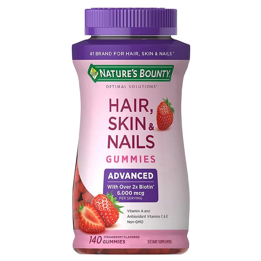 商品Nature's Bounty|Advanced, Skin and Nails Vitamins With Biotin, Gummies Strawberry,价格¥163,第1张图片