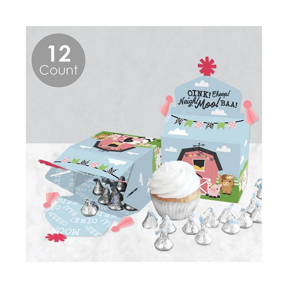 商品Big Dot of Happiness|Girl Farm Animals - Treat Box Party Favors - Pink Barnyard Baby Shower or Birthday Party Goodie Gable Boxes - Set of 12,价格¥142,第3张图片详细描述