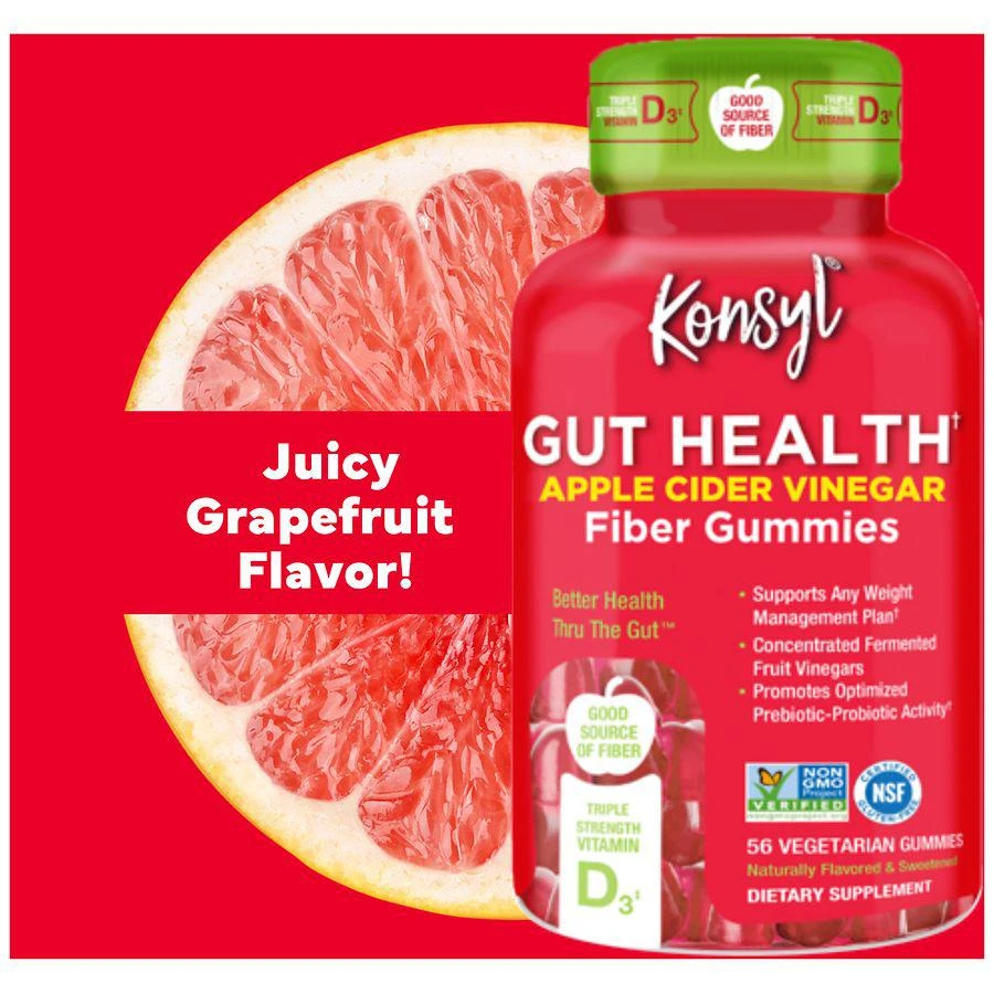 商品Konsyl|Gut Health Apple Cider Vinegar Fiber Gummies,价格¥67,第5张图片详细描述