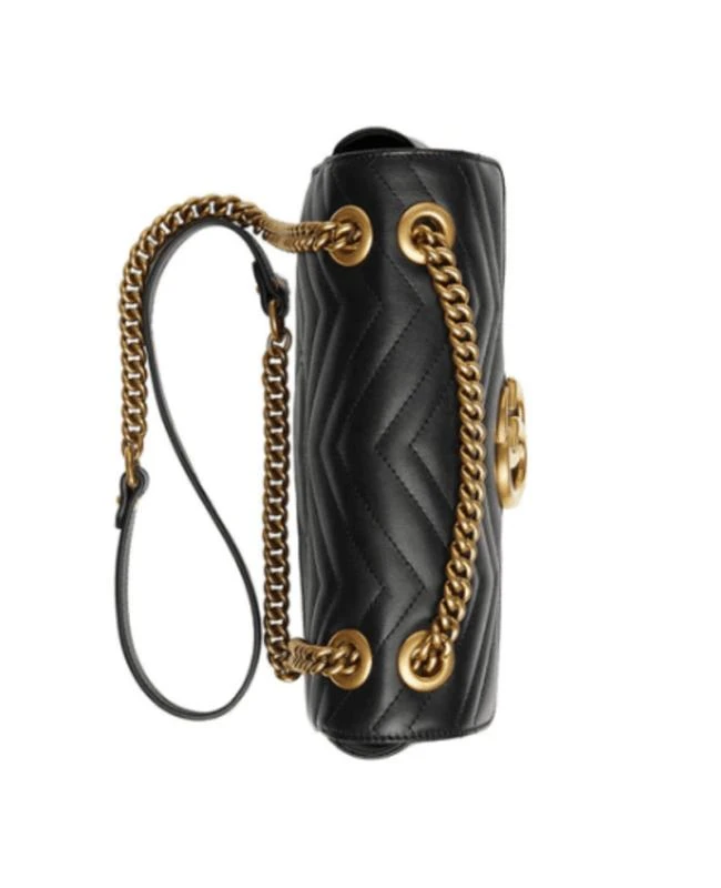 商品Gucci|Gucci GG Marmont Small Black Leather Women's Shoulder Bag 443497 DTDIT 1000,价格¥13377,第4张图片详细描述
