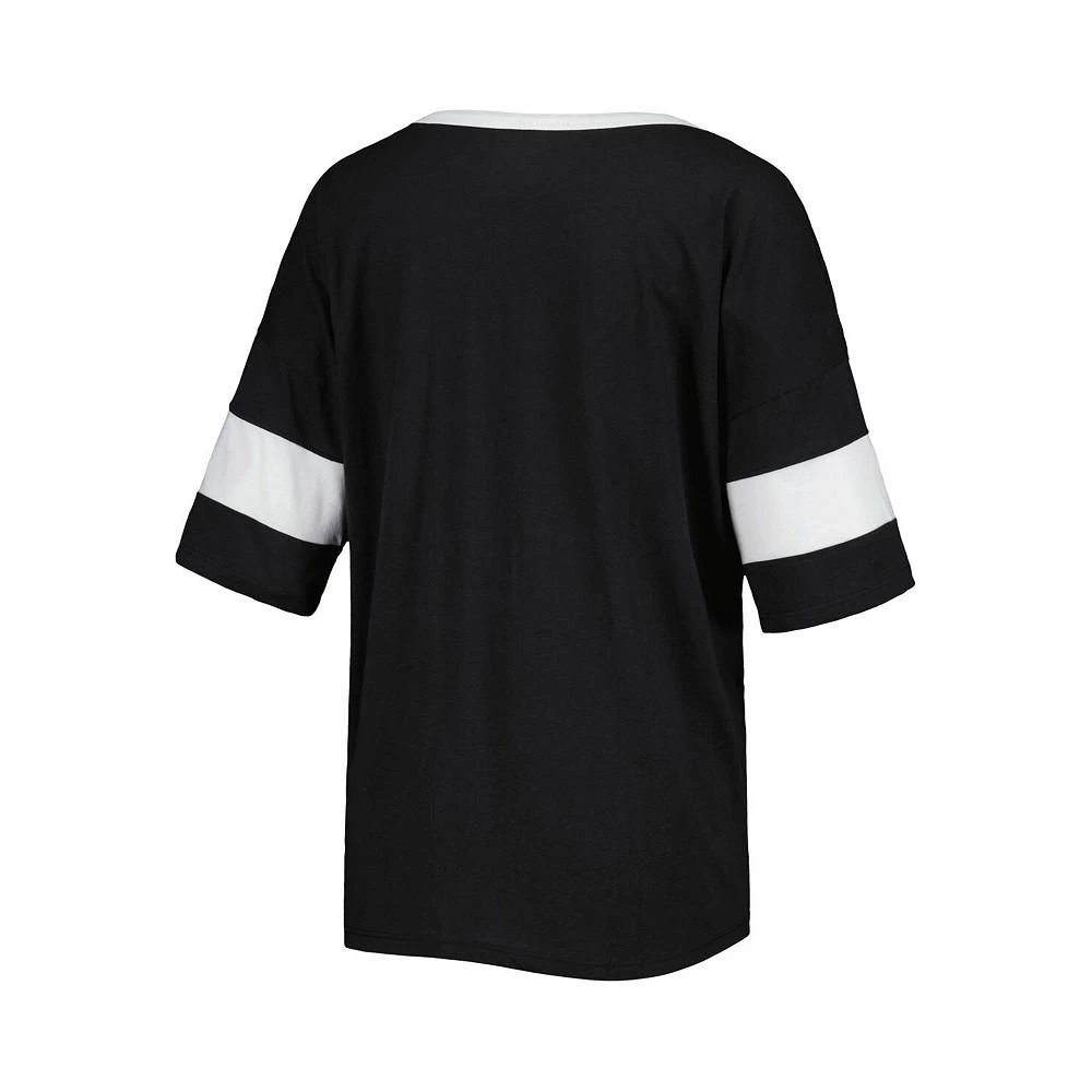 商品CHAMPION|Women's Black Wake Forest Demon Deacons Jumbo Arch Striped Half-Sleeve T-shirt,价格¥240,第3张图片详细描述