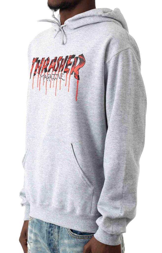 商品Thrasher|Blood Drip Logo Pullover Hoodie - Ash Grey,价格¥239,第4张图片详细描述