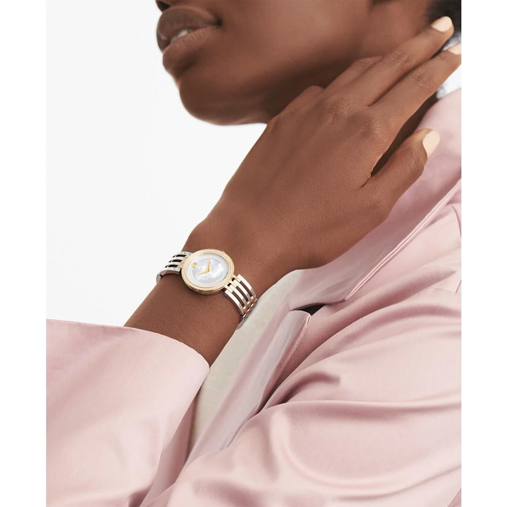 商品Movado|Women's Swiss Esperanza Diamond (1/4 ct. t.w.) Two-Tone PVD Stainless Steel Bracelet Watch 28mm,价格¥11538,第4张图片详细描述