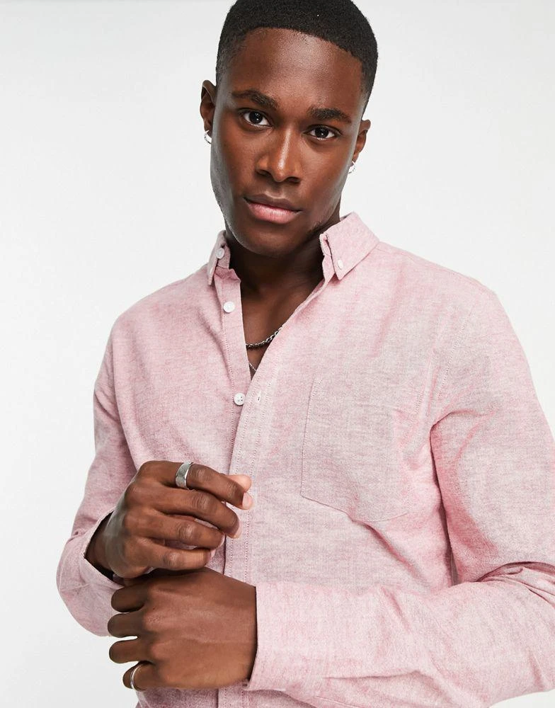 商品ASOS|ASOS DESIGN slim oxford shirt in burgundy yarn dye,价格¥113,第3张图片详细描述