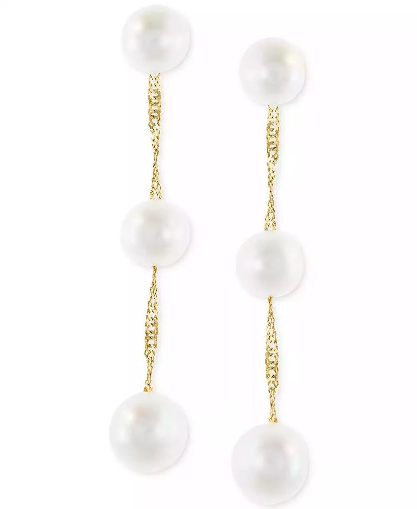 商品Effy|EFFY® Cultured Freshwater Pearl Triple Drop Earrings in 14k Yellow, White or Rose Gold (5mm),价格¥2617,第1张图片