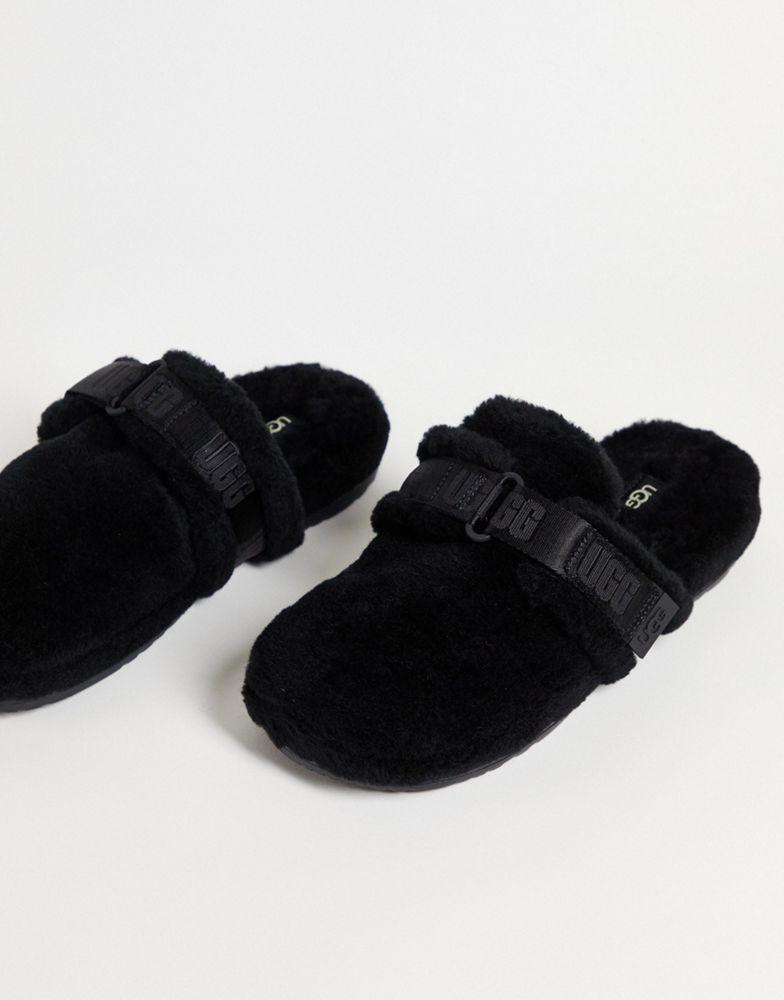 Ugg fluff it sheepskin slippers in black商品第1张图片规格展示