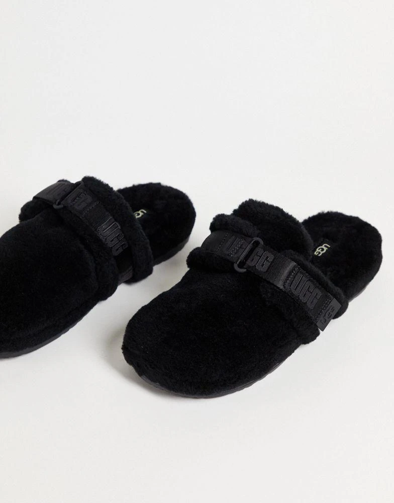 商品UGG|UGG fluff it sheepskin slippers in black,价格¥577,第1张图片